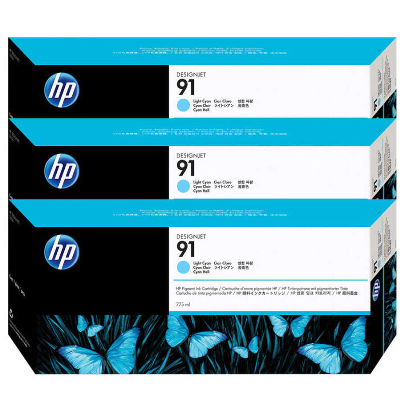 Hp 91-C9486A Açık Mavi Orijinal Kartuş 3Lü Paket